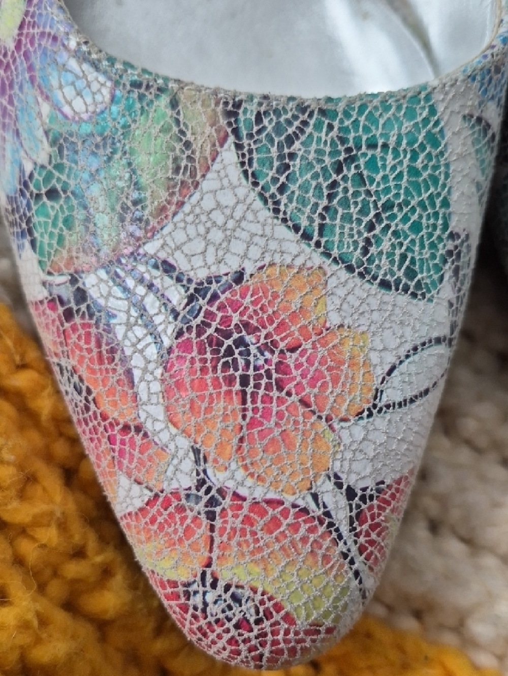 David Tate Mosaic Floral Slingback Pump Heels Multicolor Pastels 9.5 - Picture 6 of 16